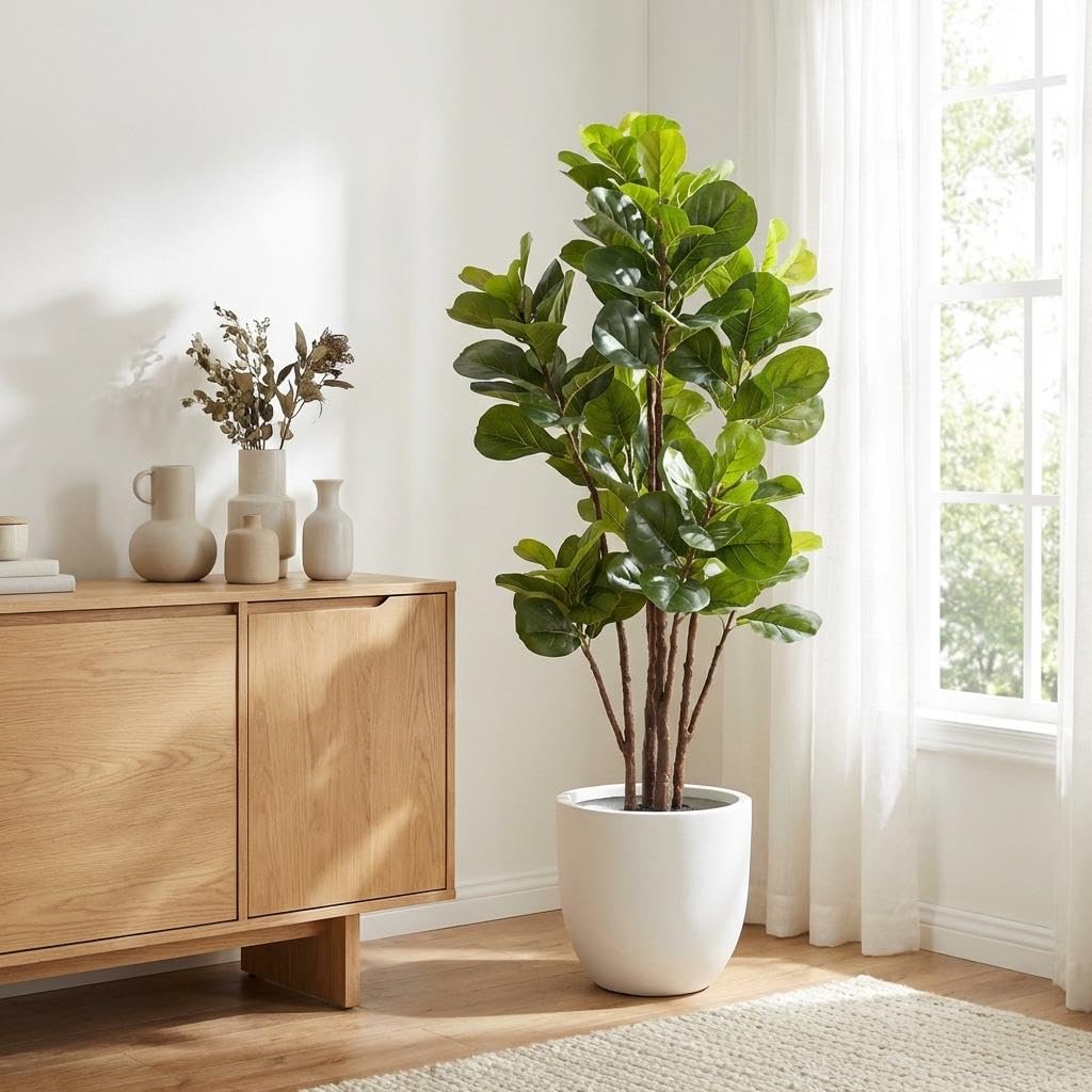 Fiddle Leaf Fig Tree Artificia - Ficus Lyrata Tree 评论和价格