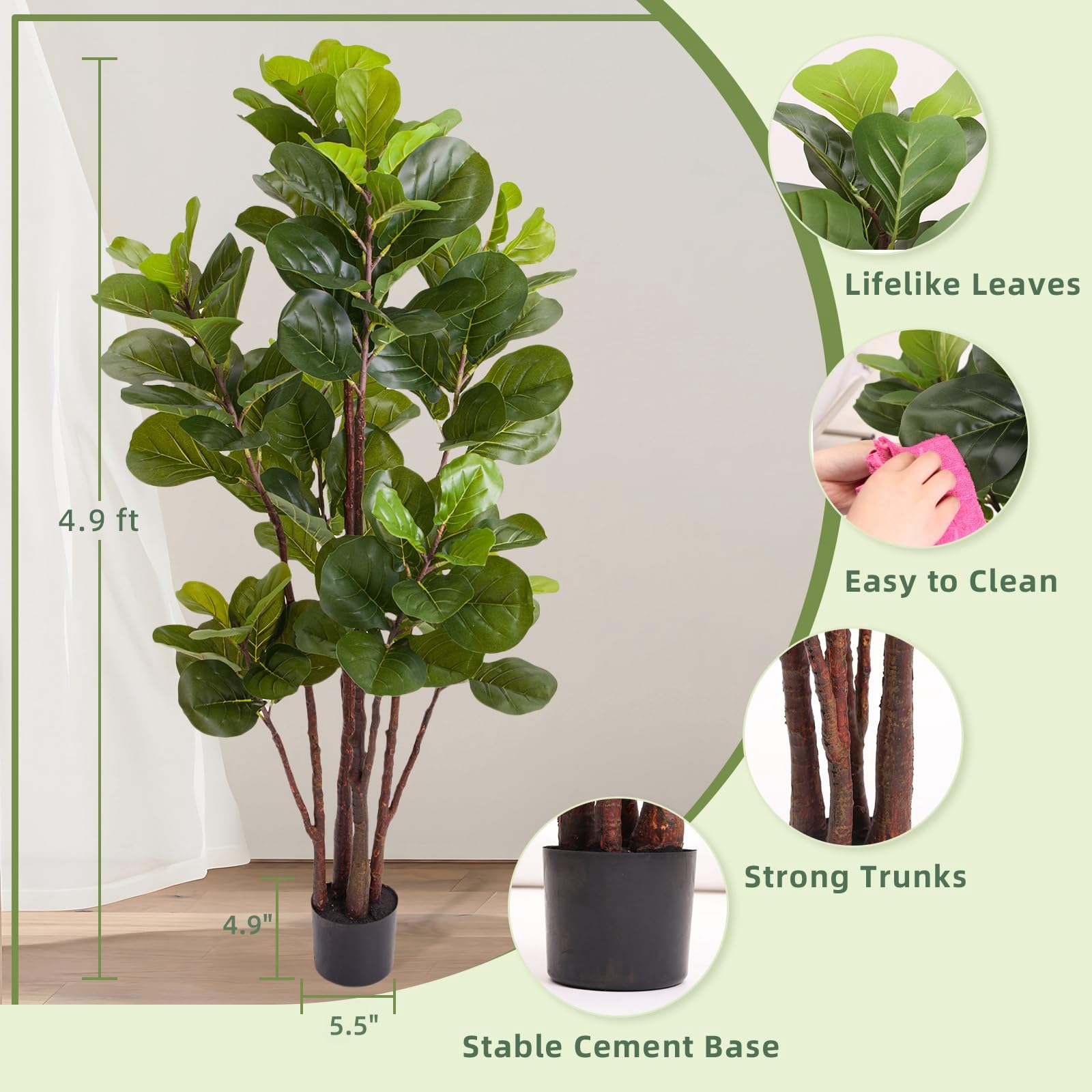 Fiddle Leaf Fig Tree Artificia - Ficus Lyrata Tree 评论和价格